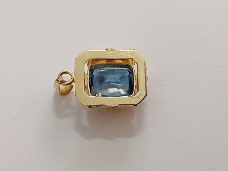 dámský zlatý přívěs s akvamarínem, ryzost 585/14k, 2,57 g