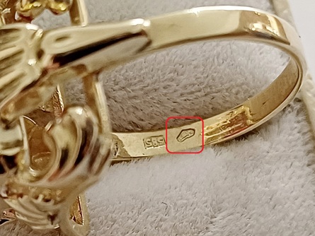 zlatý dámský prsten s rubínem, Au 585/1000, 14 kt, Vídeň, 30. léta