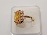 dámský zlatý prsten, citrín, ryzost 585/14k, 5,69 g, I.ČSR, lvíček