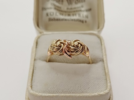 zlatý prsten, Karat Brno, Au 585/1000, 14 kt., lvíček, 40.léta