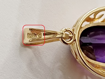 dámský zlatý přívěs s fialovým safírem/ametyst, ryzost 585/14k, 5,10 g