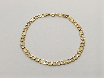 zlatý článkový náramek, Au 585/1000, 14 kt