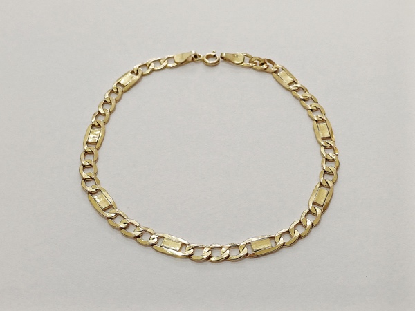 zlatý článkový náramek, Au 585/1000, 14 kt