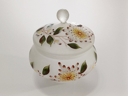 skleněná dóza, bonboniéra, cukřenka, secese, Art Deco