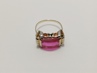 zlatý dámský prsten s rubínem, Au 585/1000, 14 kt, Art Deco, I.ČSR
