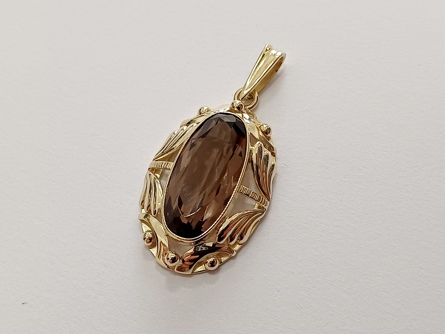 dámský zlatý přívěs s přírodní záhnědou, ryzost 585/14k, 5,12 g