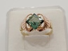 dámský zlatý prsten, zelený peridot/fluorit, ryzost 585/14k, 3,45 g