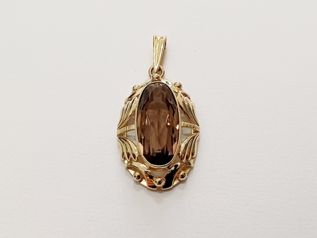 dámský zlatý přívěs s přírodní záhnědou, ryzost 585/14k, 5,12 g