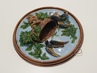 keramický závěsný talíř s reliéfem - ptáci, 32 cm, B. Bloch Eichwald