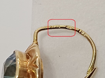 Dámské zlaté náušnice s akvamaríny, ryzost 585/14 k, 5,75 g, čejka