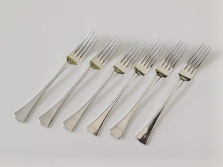 Příbory pro 6 osob, stříbro, 2333 g, Ag 800, I. ČSR, Franz Bibus